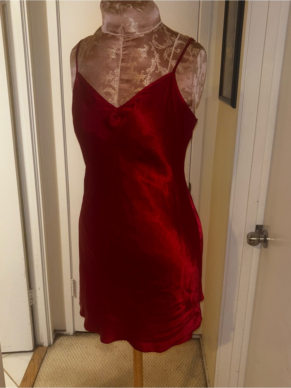Linea Donatella Red Satin Chemise with Matching Robe - Picture 8 of 12